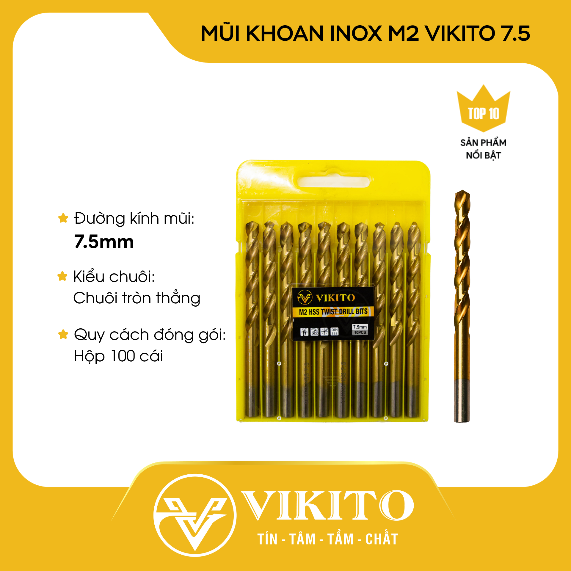 Mũi khoan inox M2 VIKITO 7.5